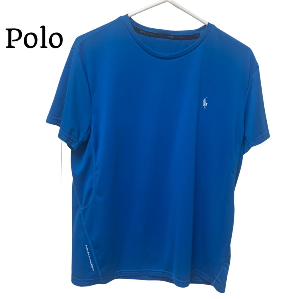 Men’s Blue Polo with White Logo Size Missing Please see Measurements